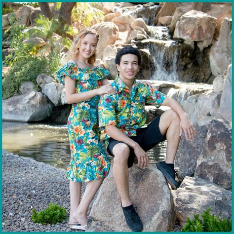 This design has an overskirt, which helps formalize the look. Matching Hawaiian Couples Outfit Ladies Hawaiian Dress OR ...