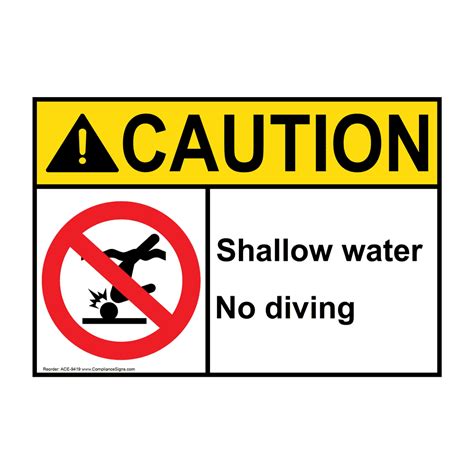 Caution Sign Shallow Water No Diving Sign Ansi