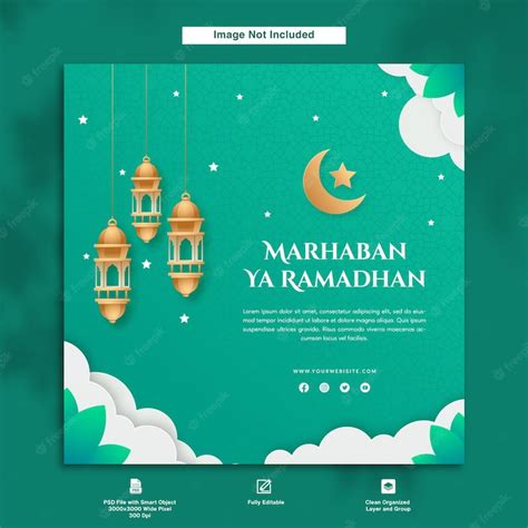 Premium Psd Marhaban Ya Ramadhan Greeting Card Minimalist Design