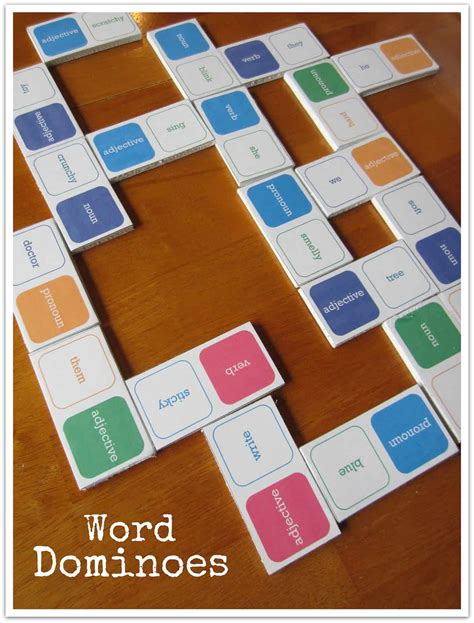Free Printable Word Dominoes Game Practicing Parts Of Speech