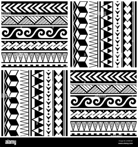 Polynesian Tribal Seamless Vector Pattern With Geometric Shapes