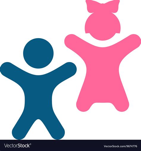 Kids Icon Happy Boy And Girl Children Silhouettes Vector Image