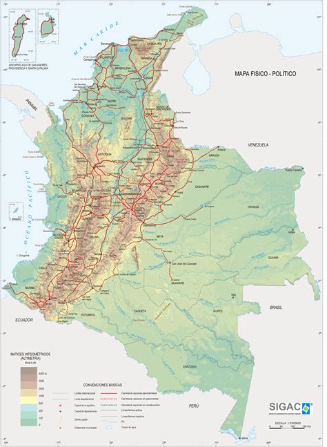 Mapa F Sico De Colombia Tama O Completo