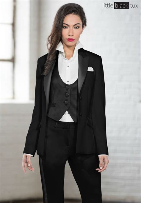 women s black tuxedo ladytux peak lapel slim fit belt loops satin lapel female tuxedo