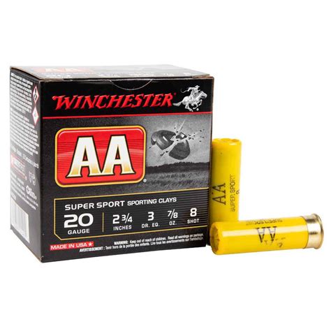 Winchester Aa 20 Gauge 2 34in 8 78oz Target Shotshells 25 Rounds