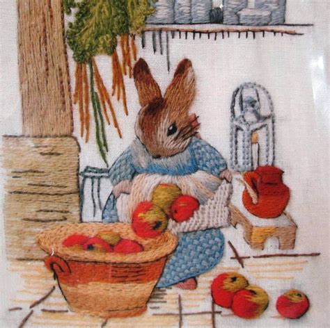 Beatrix Potter Crewel Embroidery Kit Home Cooking Linen Wool Peter