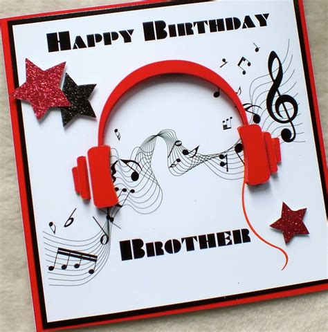 Birthday gifts for brother handmade. Handmade Brother 3D Music Headphones Birthday Card - Folksy