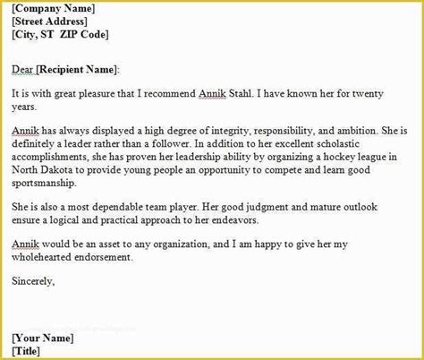 Personal Reference Letter Template Free Of Sample Personal Character