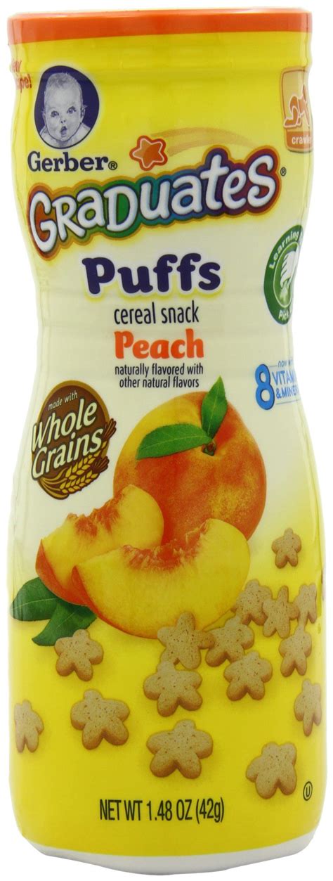 We've seen gerber puffs for sale on buybuybaby for $2.49 per container and for $1.99 at target, so (though prices vary), regardless of where you shop this is a great deal on what's a staple baby snack food for many. Gerber Graduates Puffs, Peach, 1.48-Ounce (Pack of 6 ...