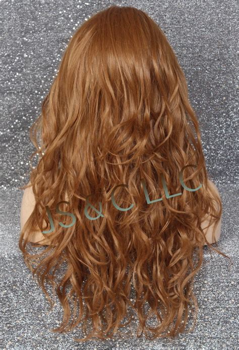 Strawberry Blonde Human Hair Blend Full Wig Wavy Long Heat Etsy