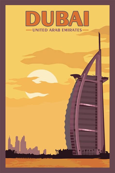 Dubai Uae Vintage Travel Poster Etsy