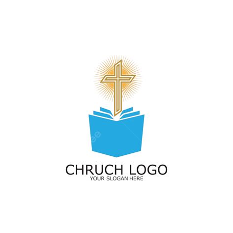 Ilustrasi Vektor Logo Gereja Simbol Kristen Dengan Alkitab Dan Salib