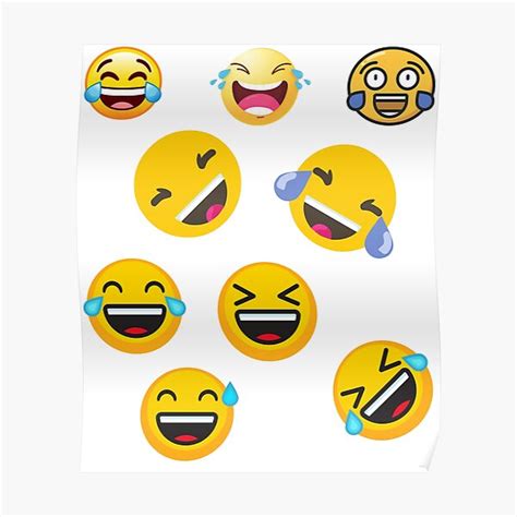 9 Laugh Crying Emoji Emojis Sticker Pack Poster By Glitch01 Redbubble