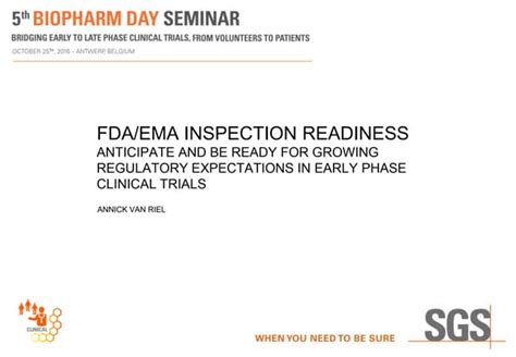 Fdaema Inspection Regulatory Expectations In Early Phase Clinical