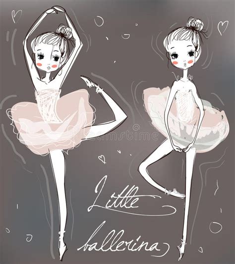 dos pequeñas bailarinas lindas ilustración del vector free vector art illustration ballerina