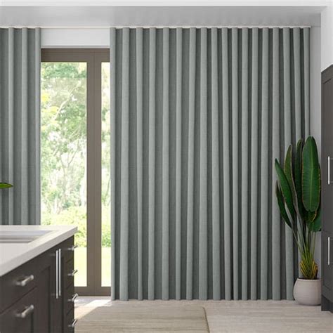 Custom window furnishings for beautiful spaces. S-Fold Paleo Linen Steel Curtains | Blinds Online™