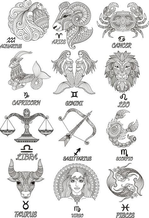 Zodiak Signs Clipart Horoscope Vector Image Svg Cdr Png Etsy