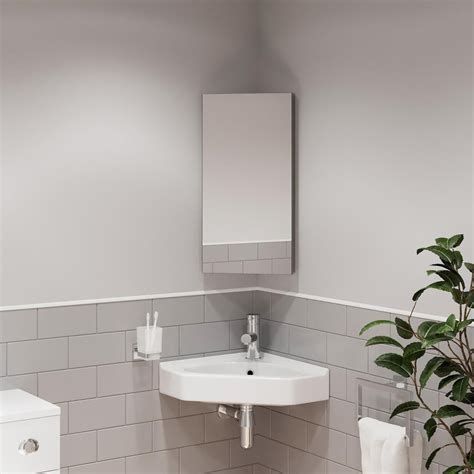 Artis Dur Single Door Corner Stainless Steel Mirror Cabinet 300 X 600mm Corner Bathroom Mirror