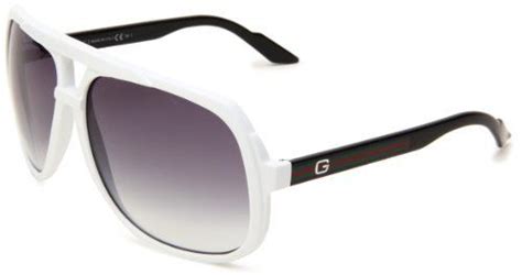 Gucci 1622 S Aviator Sunglasses White And Black Frame Grey Gradient Lens One Size By Gucci