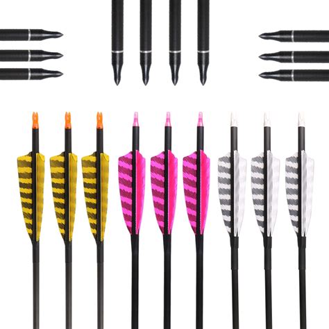 12pcs Archery Hunting Arrows 32 Carbon Fiber Target Arrows 400 Spine