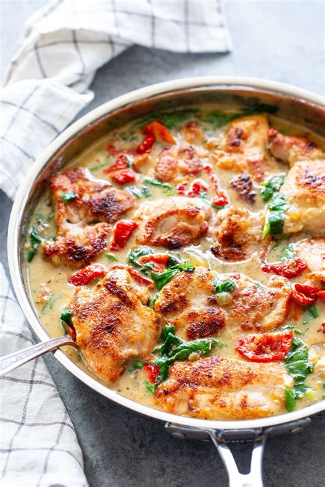 Is there any dish that isn't improved by the addition of chicken thighs? This creamy paleo tuscan chicken is a super-tasty one ...