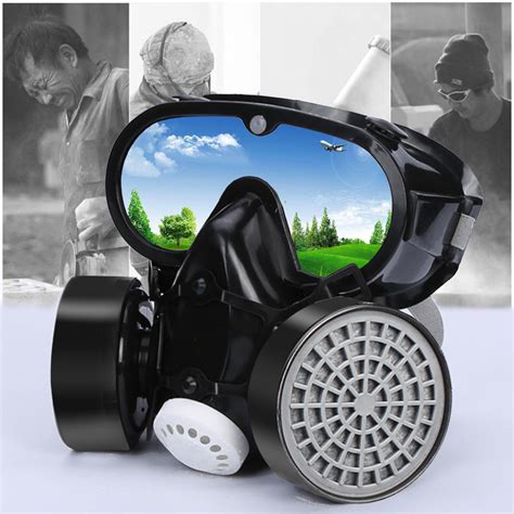 Buy Pvc Dual Cartridge Gas Mask Full Face Respirator Chemical Dust Proof Working Filter Free