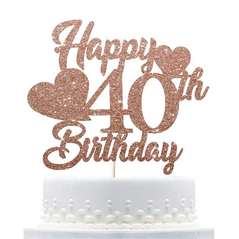 Buy Rose Gold Happy 40th Birthday Cake Topperhello 40cheers To 4040