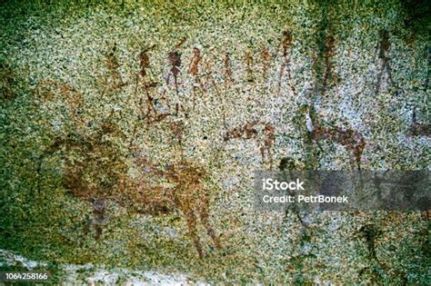 Rock Art Painting In Tsodilo Hills Botswana Paintings Are Attributed To The San People Stock
