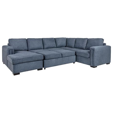 37b Paisley 3 Piece Stationary Pull Out Sofa Sectional With Storage