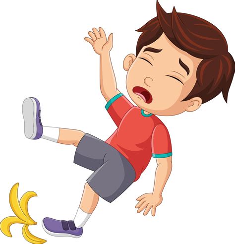 Cartoon Little Boy Fell With Banana Peel 8734890 Vector Art At Vecteezy