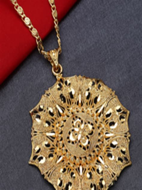 Buy Zerokaata Gold Plated Chunky Ethnic Handcrafted Pendant With Chain