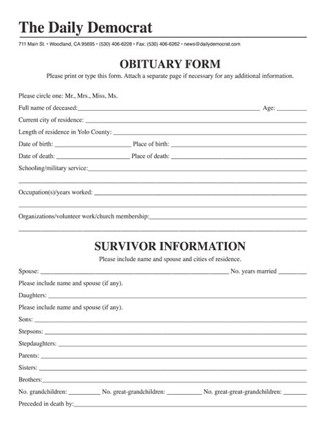 Obituary Template Fill Out And Sign Online Dochub