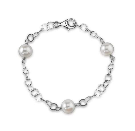 9 10mm Genuine White Freshwater Cultured Pearl Circle Link Bracelet For