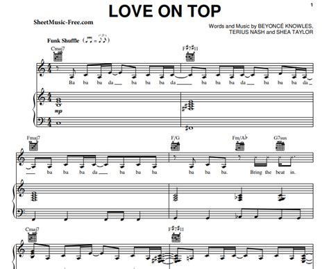 Beyonce Love On Top Free Sheet Music Pdf For Piano The Piano Notes