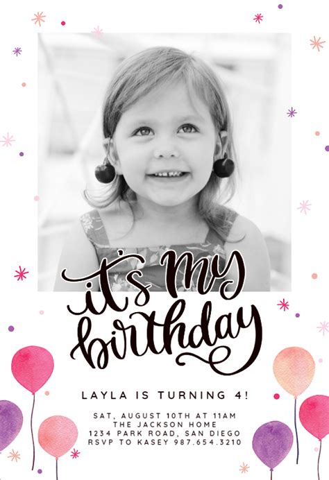 From spaceships and trucks to llamas add a reply card to ask questions like the name of siblings or dietary restrictions and allergies. Its My Birthday Balloons - Birthday Invitation Template ...