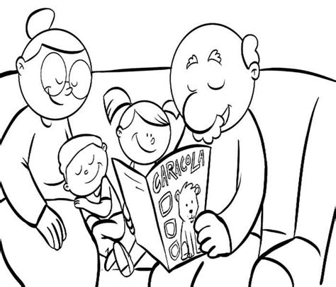 Dibujos con ninos colorear abuelos leyendo la revista caracola a. Día del abuelo » Imágenes, Postales y Frases Bonitas para ...