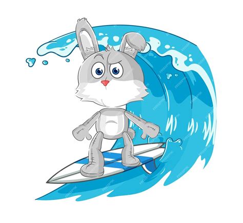 Premium Vector Rabbit Surfing Character Cartoon Mascot Vector