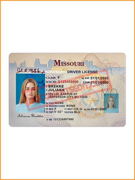 Missouri Driving License Psd Template Documents Edit