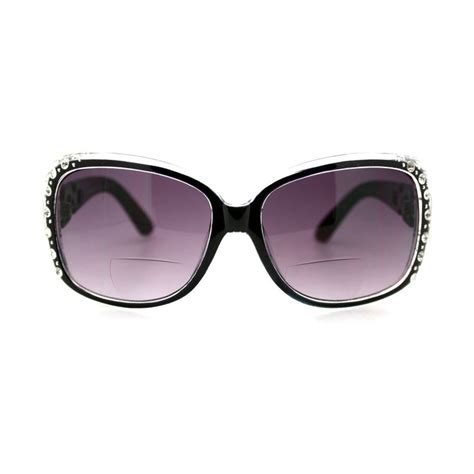 Womens Bifocal Lens Sunglasses Oversized Square Rhinestone Frame Rhinestone Frames Bifocal