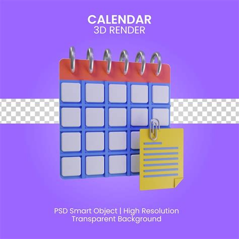 Premium Psd Calendar 3d Render Illustration Isolated