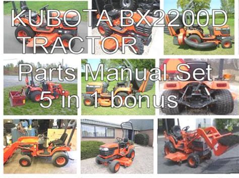 Kubota Bx2200 Bx2200d Tractor Parts Manuals Set 5 In 1 Bonus Pdf Cd