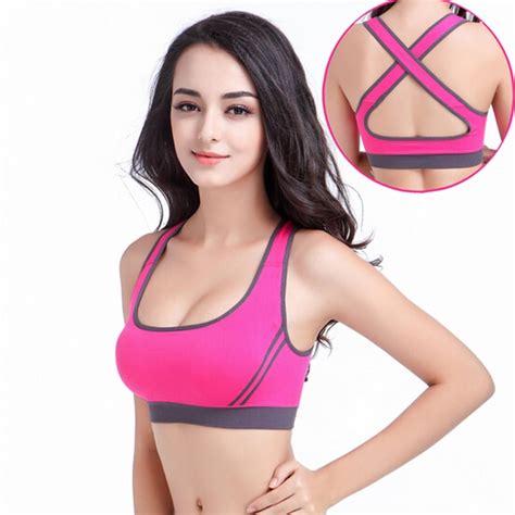 Professional Hot Pink Sports Bra Shockproof Running Vest Design Young