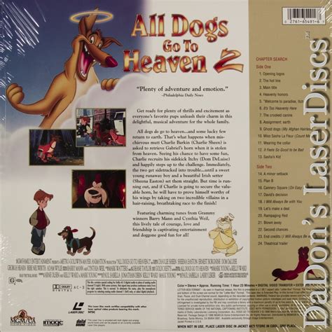 Now the pair are living in san francisco, doing missions for heaven on earth, as directed by the head canine angel, annabelle. All Dogs Go to Heaven 2 LaserDisc, Rare LaserDiscs, AC-3 ...