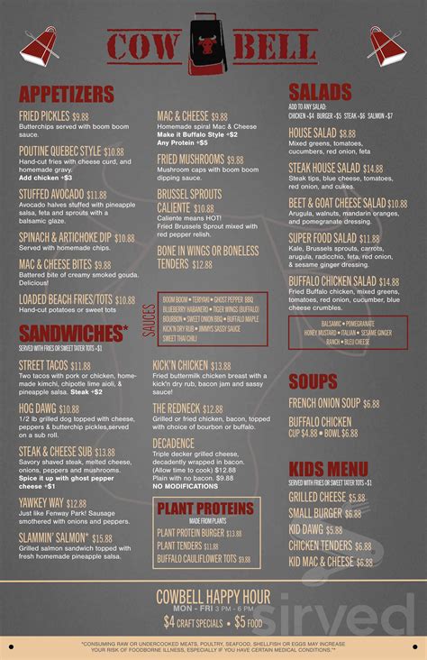 Cowbell Scarborough menu in Scarborough, Maine, USA