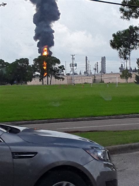 Developing Explosion And Fire At Exxon Facility In Baytown Texas