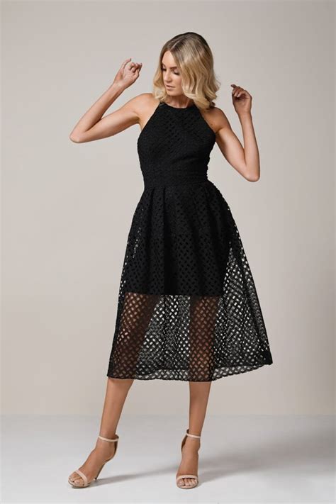 Nicholas Lattice Dress Black Ons Boutique