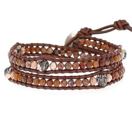 Pietersite Mix Double Wrap Bracelet On Tamba Leather Women Jewelry