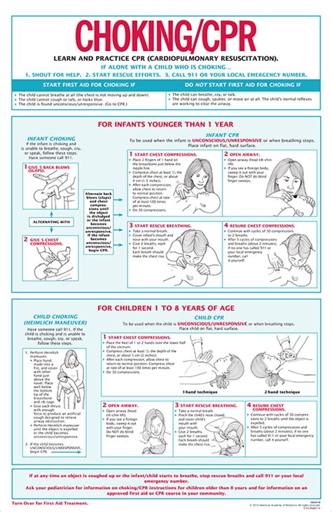 3 In 1 First Aid Choking Cpr Chart 100pk Aap