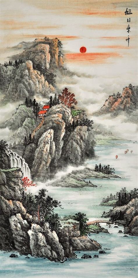 Chinese Oil Paintings Feng Shui Painting Traditional Mountains
