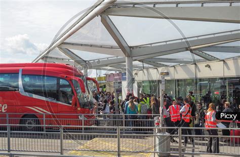 Image Of Stansted Uk September 24 2015 Travellers Waiting For